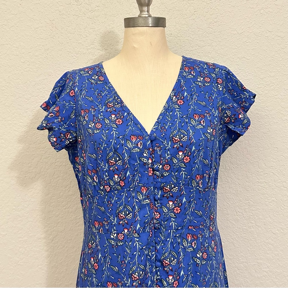 LOFT Blue Floral Pattern Dress - Picture 3 of 9